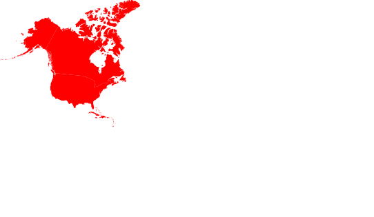 World Map US, Canada, Caribbean